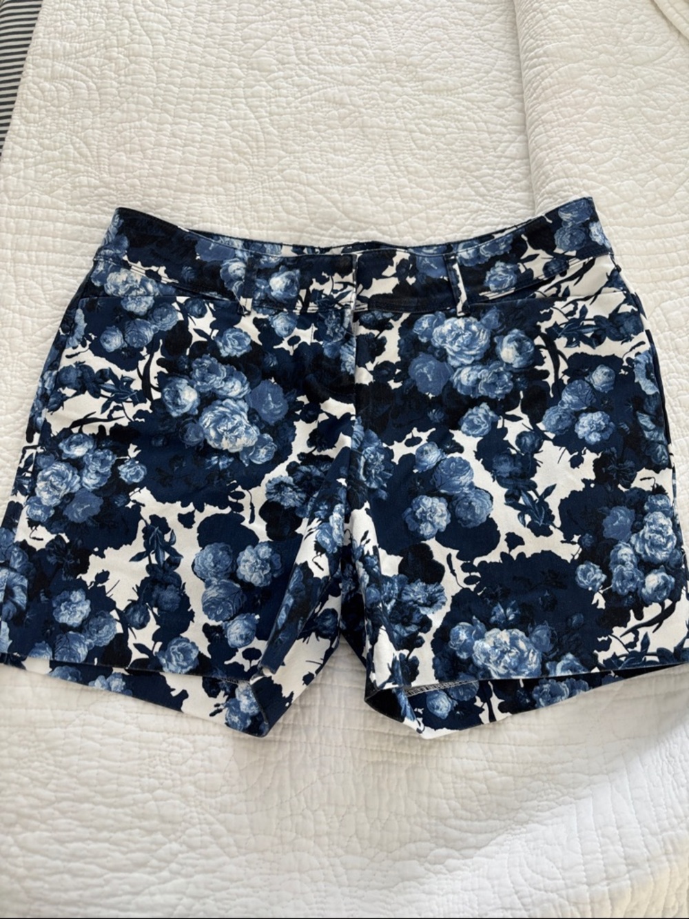 The Limited Navy and White Floral Bermuda Shorts